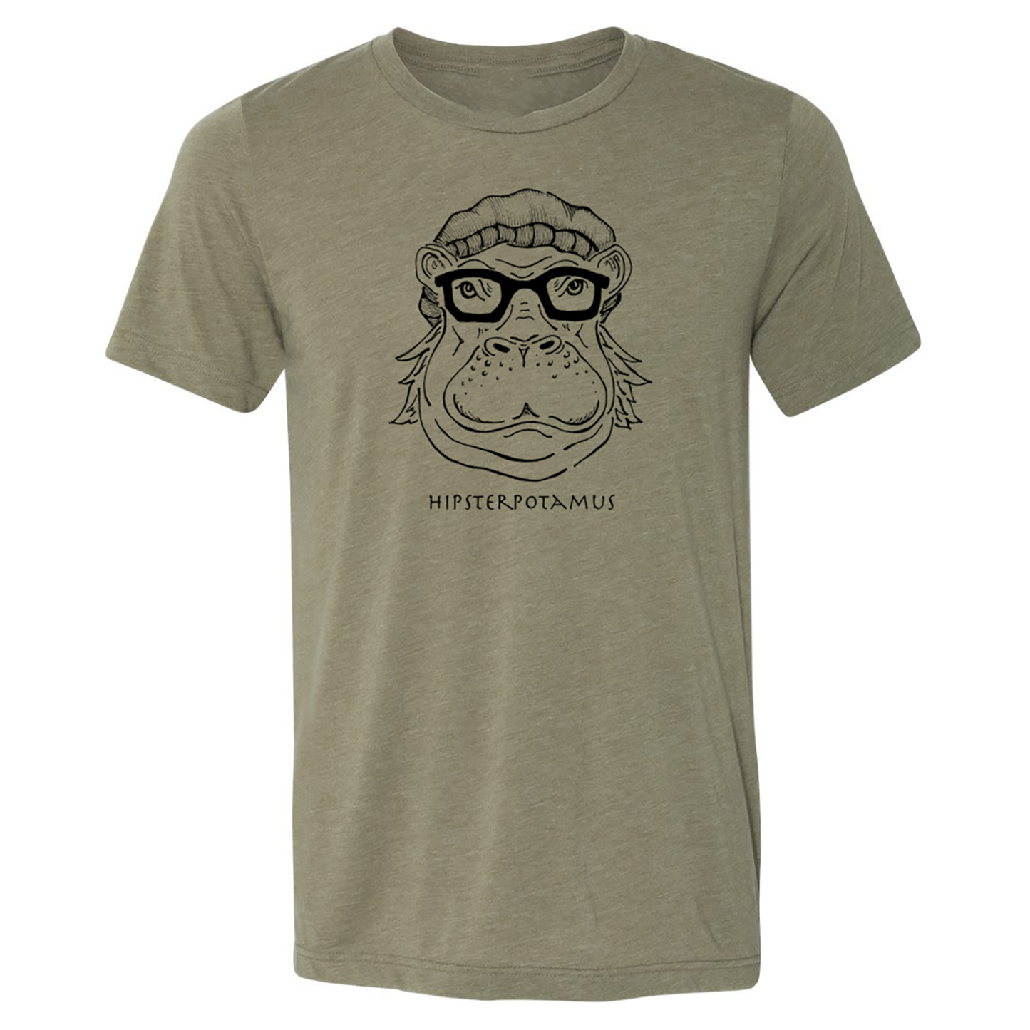 "Hipsterpotamus" Unisex T-Shirt: Olive & Red